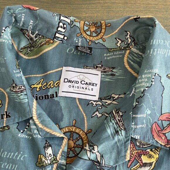 Vintage David Carey Arcadia Maine Short Sleeve Button Casual Shirt Mens 2XL (VV) - Picture 4 of 10